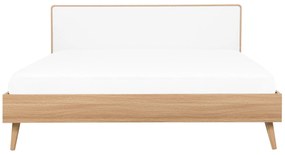 Cama de casal em madeira clara e branca 140 x 200 cm SERRIS Beliani