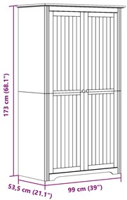 Roupeiro BODO 101x52x176,5 cm pinho maciço branco e castanho