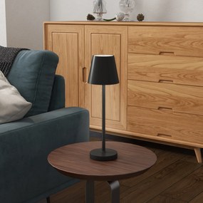 Candeeiro de Mesa com Luzes LED Candeeiro de Mesa Sem Fios Recarregável por USB-C 3 Cores Ø11,2x36,5 cm Preto