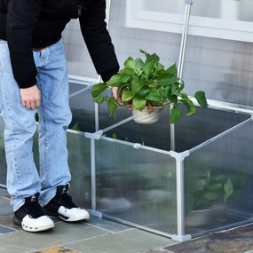 Estufa de Jardim Alumínio Policarbonato Transparente Viveiro Caseiro para Plantas Culturas Proteção UV e Resistente 180x51x51cm