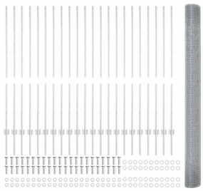 vidaXL Cerca e Poste Prateado 1,4 x 50 m Aço