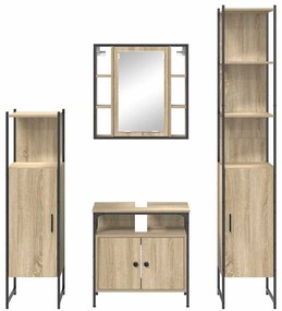 Conjunto de Móveis para Banheiro 4 pcs Carvalho sonoma