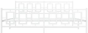 Estrutura de cama com cabeceira e pés 200x200 cm metal branco