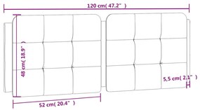 Almofadão de cabeceira 120 cm couro artificial cinzento