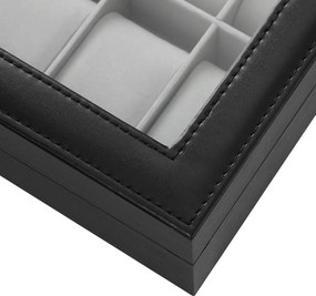 Caixa de relógio para 10 relógios 25 x 7,5 x 20 cm preto