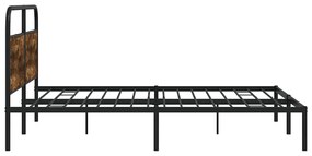 Estrutura de cama sem colchão 200x200cm metal carvalho fumado