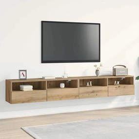 Armários de Parede para TV vidaXL 2 pcs Carvalho Artesanal 100x30x30 cm Madeira de engenheira
