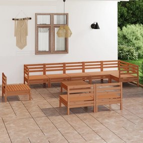 vidaXL 10 pcs conjunto lounge de jardim pinho maciço castanho mel
