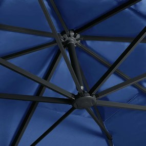 Guarda-sol cantilever c/ luzes LED e poste alumínio azul ciano