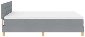 Cama Box Spring com Colchão Cinza Claro 160x200 cm Tecido
