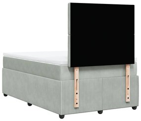 Cama boxspring com colchão 120x190 cm veludo cinzento-claro