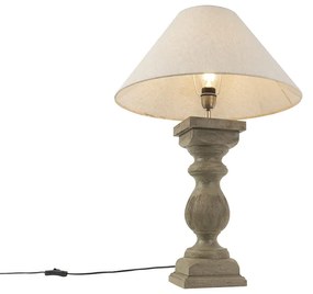 Candeeiro de mesa rústico com abajur de linho bege 50 cm - Hyssop Rústico