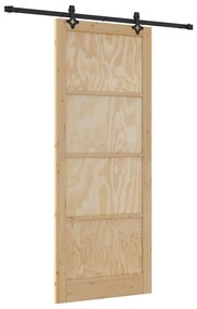Porta Deslizante vidaXL com Conjunto de Ferragens 93x232 cm Madeira Só