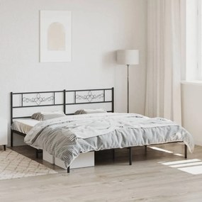 Estrutura de cama em metal com cabeceira 180x200 cm preto