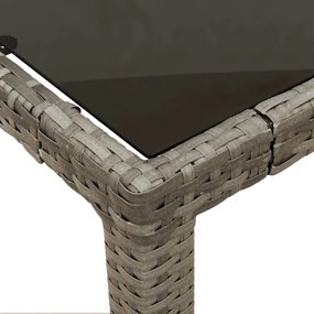 3 pcs conjunto de jantar p/ jardim c/ almofadões vime PE cinza