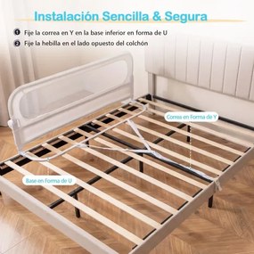Barreira segurança dobrável para camas infantis, ajustável 148 x 36 x 60 cm (C x L x A), com capa removível em tecido Oxford, base em U, com correia e
