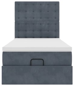 Estrutura cama otomana colchões 80x200cm veludo cinzento escuro