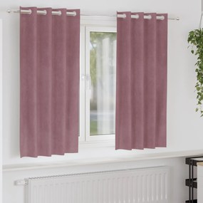 Cortinas Blackout vidaXL com Ilhós 2 pcs Veludo Rosa Escuro
