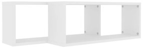 Prateleiras parede forma de cubo 2 pcs derivados madeira branco