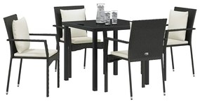 Conjunto de 4 Cadeiras de Jardim 5 pcs Preto 80 x 80 x 73 cm