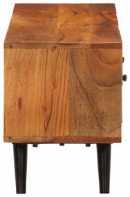 Móvel de TV com portas 112x30x40 cm acácia maciça e metal