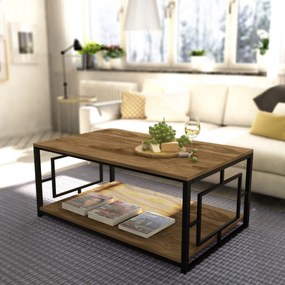 Mesa de Centro Kelvin – Nogueira/Preto – 120x50x60 cm