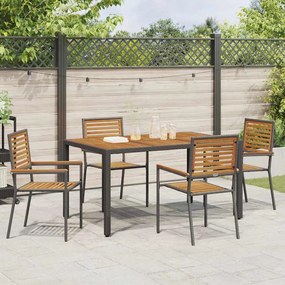 Conjunto de Jantar de Jardim vidaXL 5 Peças Preto de Rattan Poliéster