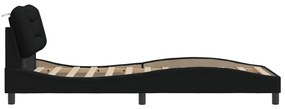 Estrutura de cama com LED sem colchão 90x190 cm tecido preto