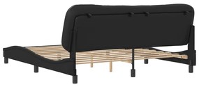 Estrutura de cama c/ cabeceira 180x200cm couro artificial preto
