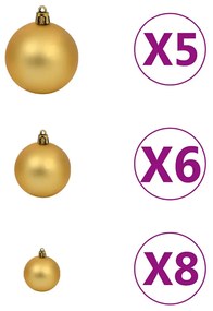 Meia árvore Natal artificial pré-iluminada c/ bolas branco