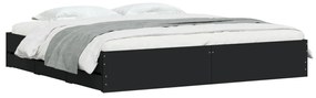 Estrutura de cama c/ gavetas 200x200 cm derivados madeira preto