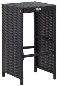 Conjunto de bar para exterior 9 pcs vime PE preto