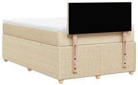 Cama boxspring com colchão 120x190 cm tecido cor creme