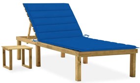 Espreguiçadeira de jardim com mesa e almofadão pinho impregnado