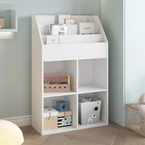 vidaXL Suporte revistas infantil 71x30x114 cm aglomerado branco