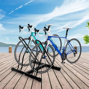 Suporte para bicicletas 2 lugares no chão de aço ou na parede exterior 61,4x54x57,5cm Preto