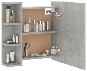 Armário espelhado com LED 70x16,5x60 cm cinzento cimento