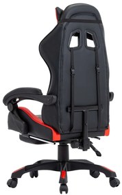 Cadeira estilo corrida c/ apoio pés couro artif. vermelho/preto