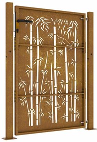 Portão de jardim 105x130 cm aço corten design bambu