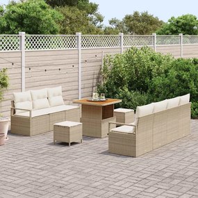 Conjunto de Sofás de Jardim vidaXL com Almofadas Bege em Vime Sintétic