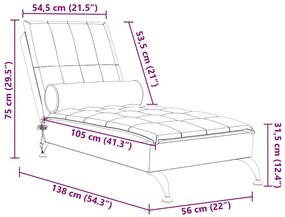 Chaise lounge de massagem com rolo tecido creme