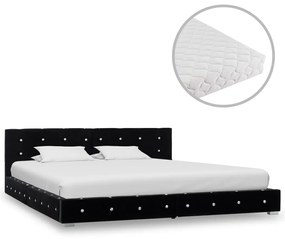 vidaXL Cama com colchão 160x200 cm veludo preto