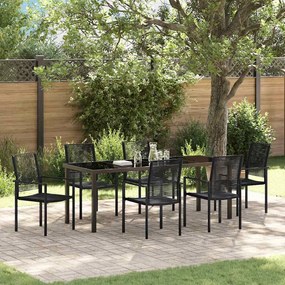 vidaXL Conjunto de Jantar de Jardim de 7 Peças Preto em Rattan de PVC