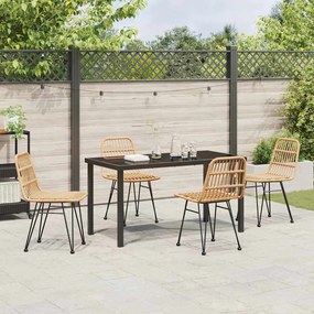 Conjunto de jantar de jardim com 5 peças de rattan de poli, na cor cas