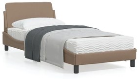 vidaXL Estrutura cama cabeceira 90x200 cm couro artificial cappuccino