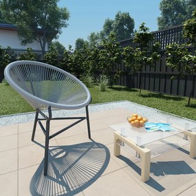 vidaXL Cadeira lua de jardim em vime PE cinzento