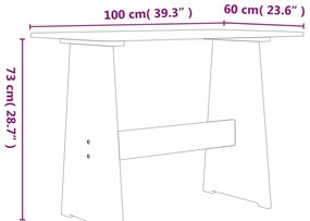 Mesa de jantar com banco REINE pinho maciço branco