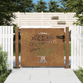 Portão de jardim 105x105 cm aço corten design árvore