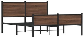 Estrutura de cama sem colchão 137x190cm metal carvalho castanho