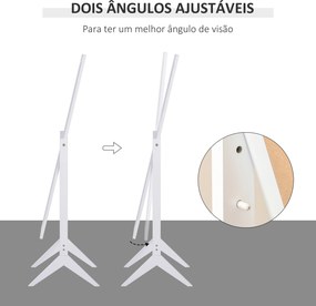 Espelho de maquilhagem de pé reclinável nórdico para quarto sala moldura de madeira 47x46x148 cm branco
